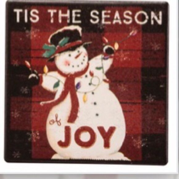 Snowman Coaster Set Christmas Holiday Decoration Primitives by Kathy NWT - Picture 5 of 7